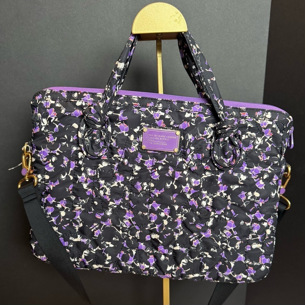 Marc by Marc Jacobs nylon laptop bag in a black and purple floral